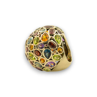 Ring aus 925 Silber mit Farbsteinen, nachhaltiger second-hand Schmuck perfekt aufgearbeitet