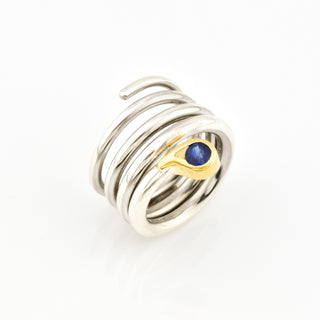 Saphirring aus 925 Silber/Gold, nachhaltiger second hand Schmuck perfekt aufgearbeitet