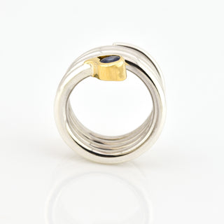 Saphirring aus 925 Silber/Gold, nachhaltiger second hand Schmuck perfekt aufgearbeitet