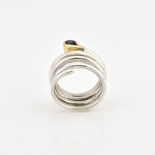 Saphirring aus 925 Silber/Gold, nachhaltiger second hand Schmuck perfekt aufgearbeitet