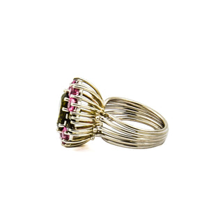 Ring aus 750 Weißgold mit Turmalin, nachhaltiger second hand Schmuck perfekt aufgearbeitet