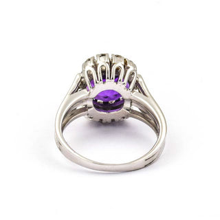 Ring aus 585 Weißgold mit Amethyst und Brillant, nachhaltiger second hand Schmuck perfekt aufgearbeitet
