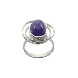 Ring aus 585 Weißgold mit Amethyst, hochwertiger second hand Schmuck perfekt aufgearbeitet