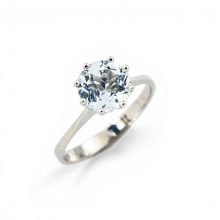 Ring aus 585 Weißgold mit Aquamarin, nachhaltiger second hand Schmuck perfekt aufgearbeitet