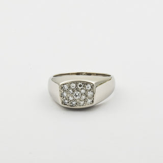 Ring aus 750 Weißgold mit Brillant und Diamant, nachhaltiger second hand Schmuck perfekt aufgearbeitet