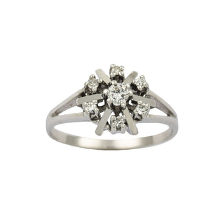 Brillantring aus 585 Weißgold mit Diamant, nachhaltiger second hand Schmuck perfekt aufgearbeitet