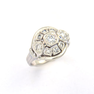 Brillantring aus 585 Weißgold mit Diamant, nachhaltiger second hand Schmuck perfekt aufgearbeitet