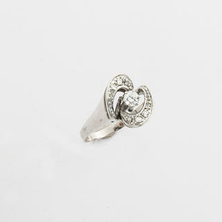 Ring aus 585 Weißgold mit Brillant und Diamant, nachhaltiger second hand Schmuck perfekt aufgearbeitet