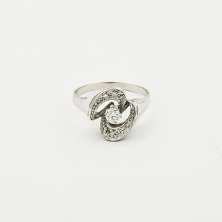 Ring aus 585 Weißgold mit Brillant und Diamant, nachhaltiger second hand Schmuck perfekt aufgearbeitet