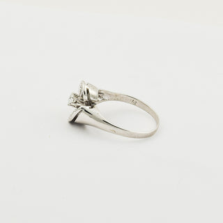 Ring aus 585 Weißgold mit Brillant und Diamant, nachhaltiger second hand Schmuck perfekt aufgearbeitet