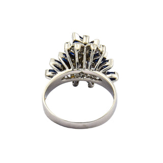 Saphirring aus 585 Weißgold mit Diamant, nachhaltiger second hand Schmuck perfekt aufgearbeitet