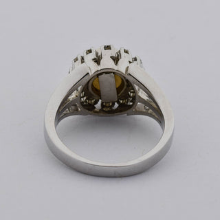 Perlenring aus 585 Weißgold mit Diamant, nachhaltiger second hand Schmuck perfekt aufgearbeitet