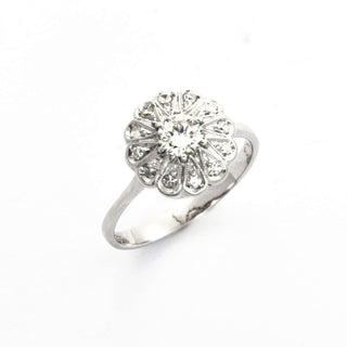 Brillantring aus 750 Weißgold mit Diamant, nachhaltiger second hand Schmuck perfekt aufgearbeitet