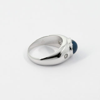 Saphirring aus 585 Weißgold mit Diamant, nachhaltiger second hand Schmuck perfekt aufgearbeitet