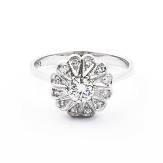 Brillantring aus 750 Weißgold mit Diamant, nachhaltiger second hand Schmuck perfekt aufgearbeitet
