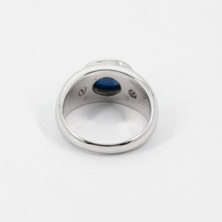 Saphirring aus 585 Weißgold mit Diamant, nachhaltiger second hand Schmuck perfekt aufgearbeitet