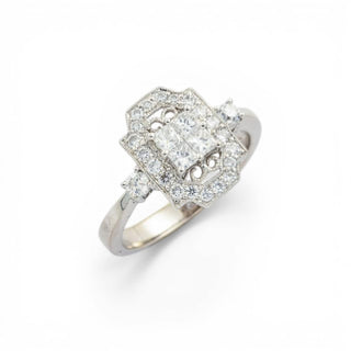 Diamantring aus 750 Weißgold mit Brillant, nachhaltiger second hand Schmuck perfekt aufgearbeitet