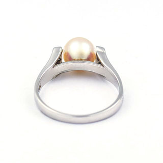 Perlenring aus 750 Weißgold mit Brillant, nachhaltiger second hand Schmuck perfekt aufgearbeitet