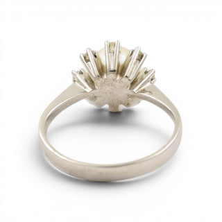Perlenring aus 750 Weißgold mit Diamant, nachhaltiger second-hand Schmuck perfekt aufgearbeitet