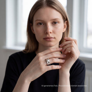 Perlenring aus 585 Weißgold mit Diamant, nachhaltiger second hand Schmuck perfekt aufgearbeitet