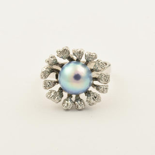 Perlenring aus 585 Weißgold, nachhaltiger second hand Schmuck perfekt aufgearbeitet