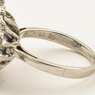 Perlenring aus 585 Weißgold, nachhaltiger second hand Schmuck perfekt aufgearbeitet