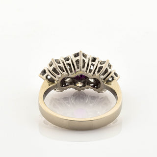 Rubinring aus 585 Weißgold mit Brillant, nachhaltiger second hand Schmuck perfekt aufgearbeitet