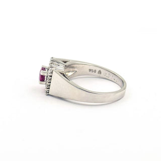 Rubinring aus 750 Weißgold mit Brillant, nachhaltiger second hand Schmuck perfekt aufgearbeitet