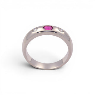 Rubinring aus 750 Weißgold mit Brillant, nachhaltiger second hand Schmuck perfekt aufgearbeitet