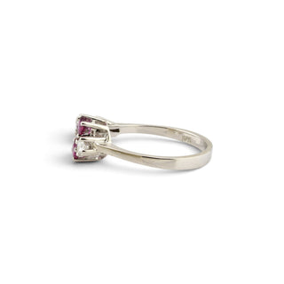 Rubinring aus 585 Weißgold mit Brillant, nachhaltiger second-hand Schmuck perfekt aufgearbeitet
