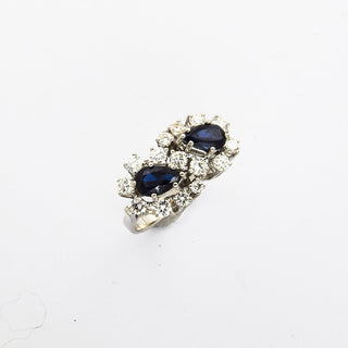 Ring aus 585 Weißgold mit Saphir und Brillant, nachhaltiger second hand Schmuck perfekt aufgearbeitet