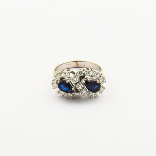 Ring aus 585 Weißgold mit Saphir und Brillant, nachhaltiger second hand Schmuck perfekt aufgearbeitet