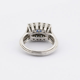 Ring aus 585 Weißgold mit Saphir und Brillant, hochwertiger second hand Schmuck perfekt aufgearbeitet