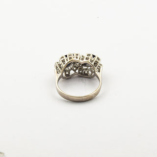 Ring aus 585 Weißgold mit Saphir und Brillant, nachhaltiger second hand Schmuck perfekt aufgearbeitet