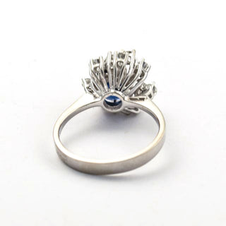 Saphirring aus 585 Weißgold mit Brillant, nachhaltiger second hand Schmuck perfekt aufgearbeitet