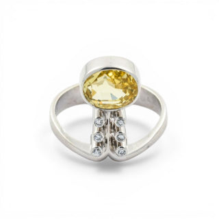 Saphirring aus 585 Weißgold mit Brillant, nachhaltiger second hand Schmuck perfekt aufgearbeitet