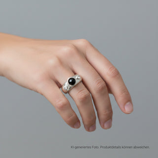 Saphirring aus 750 Weißgold mit Brillant, nachhaltiger second-hand Schmuck perfekt aufgearbeitet