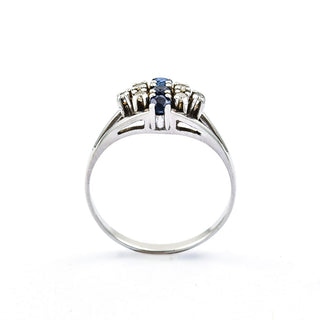 Saphirring aus 585 Weißgold mit Diamant, nachhaltiger second hand Schmuck perfekt aufgearbeitet