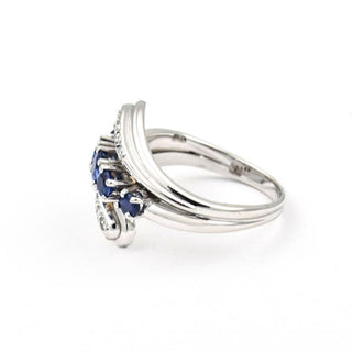 Saphirring aus 585 Weißgold mit Diamant, nachhaltiger second hand Schmuck perfekt aufgearbeitet