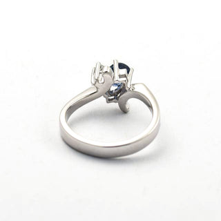 Saphirring aus 585 Weißgold mit Diamant, nachhaltiger second hand Schmuck perfekt aufgearbeitet
