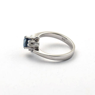 Saphirring aus 585 Weißgold mit Diamant, nachhaltiger second hand Schmuck perfekt aufgearbeitet