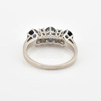 Saphirring aus 585 Weißgold mit Diamant, nachhaltiger second hand Schmuck perfekt aufgearbeitet