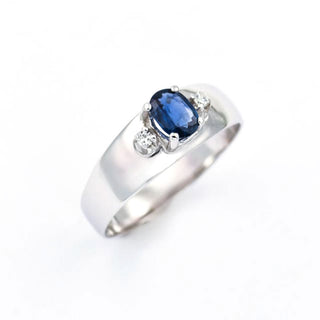 Saphirring aus 585 Weißgold mit Diamant, nachhaltiger second hand Schmuck perfekt aufgearbeitet