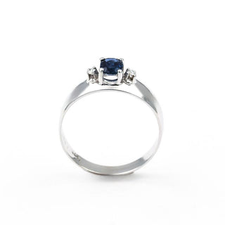 Saphirring aus 585 Weißgold mit Diamant, nachhaltiger second hand Schmuck perfekt aufgearbeitet