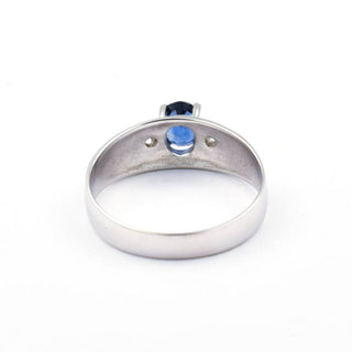 Saphirring aus 585 Weißgold mit Diamant, nachhaltiger second hand Schmuck perfekt aufgearbeitet