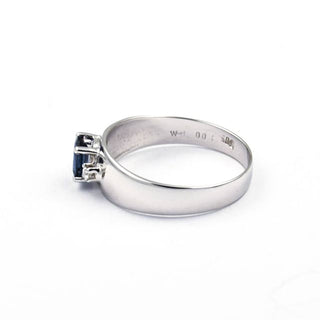 Saphirring aus 585 Weißgold mit Diamant, nachhaltiger second hand Schmuck perfekt aufgearbeitet