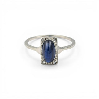 Saphirring aus 750 Weißgold mit Diamant, nachhaltiger second hand Schmuck perfekt aufgearbeitet