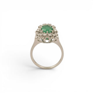Smaragdring aus 585 Weißgold mit Brillant, nachhaltiger second-hand Schmuck perfekt aufgearbeitet