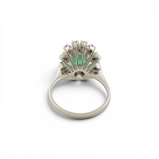 Smaragdring aus 585 Weißgold mit Brillant, nachhaltiger second-hand Schmuck perfekt aufgearbeitet