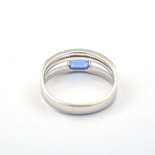 Ring aus 585 Weißgold mit Tansanit und Brillant, nachhaltiger second hand Schmuck perfekt aufgearbeitet